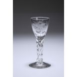 AN 18TH CENTURY ENGRAVED WINE GLASS