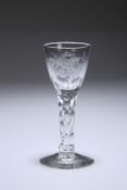 AN 18TH CENTURY ENGRAVED WINE GLASS