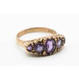 A LATE VICTORIAN 9CT YELLOW GOLD AMETHYST SET RING