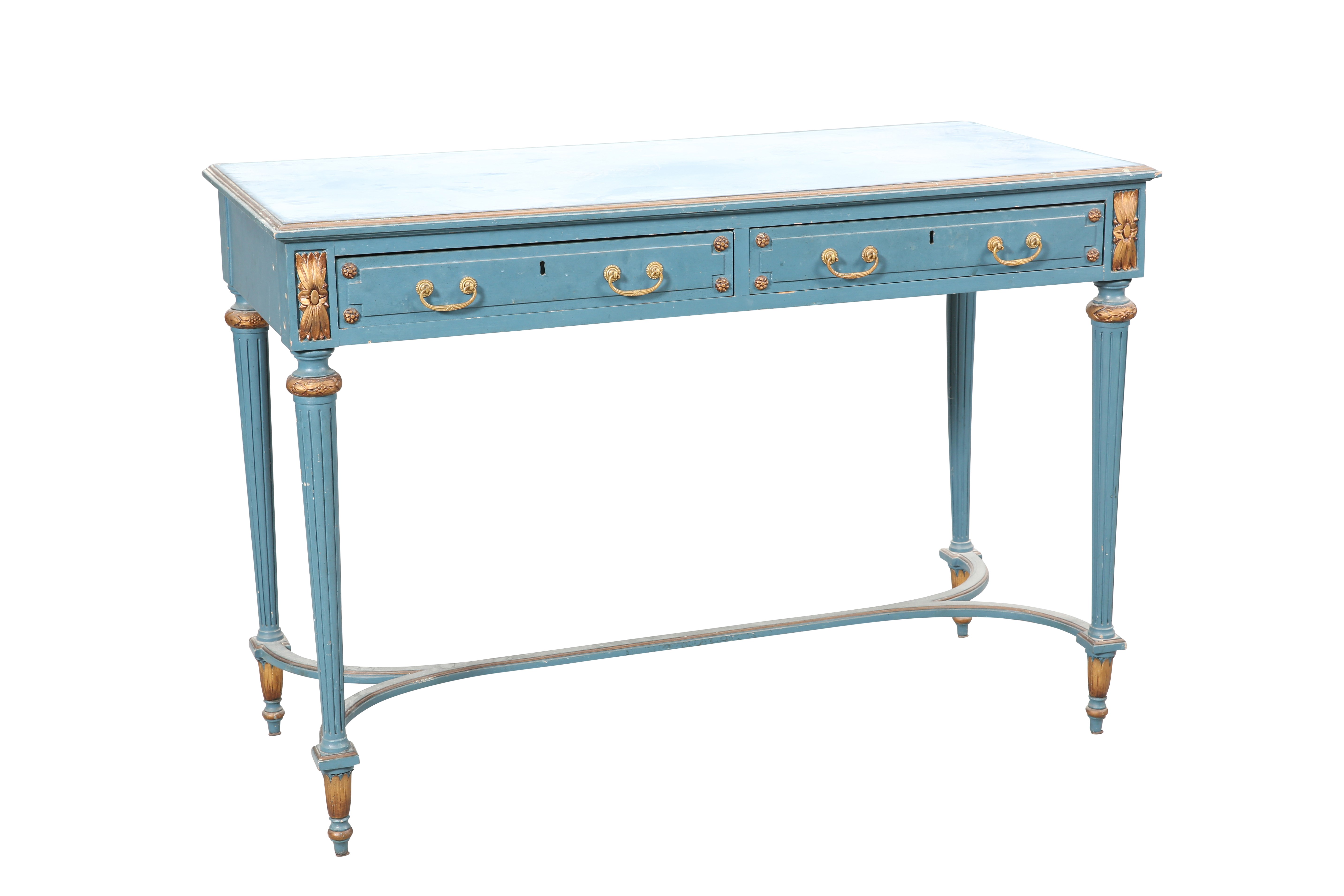 A SUITE OF BLUE AND GILT PAINTED FURNITURE - Image 3 of 7