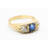 A LATE 19TH CENTURY SAPPHIRE AND DIAMOND RING