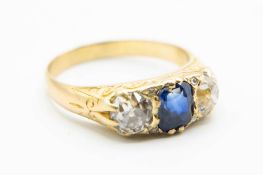 A LATE 19TH CENTURY SAPPHIRE AND DIAMOND RING