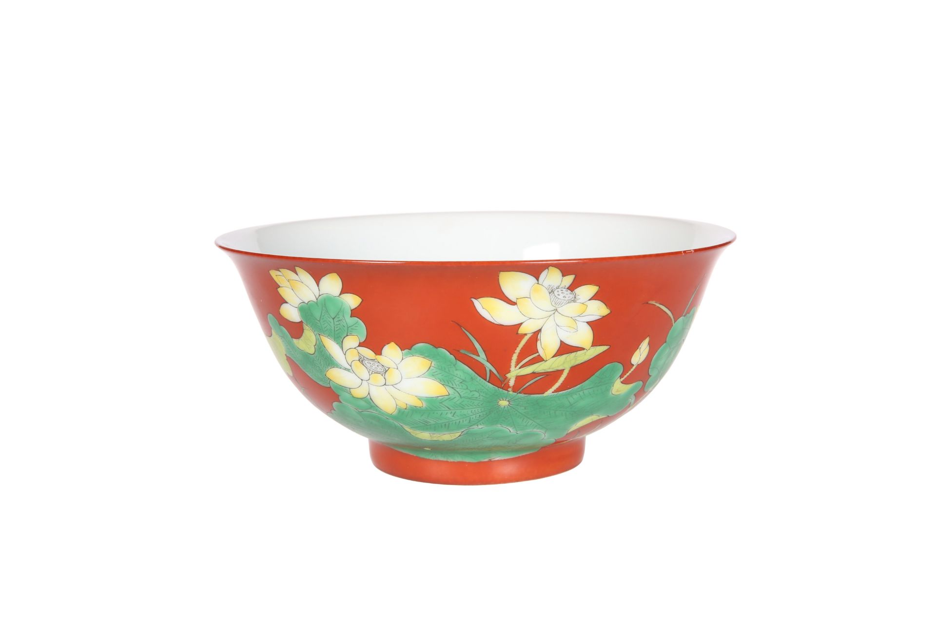 A CHINESE RED GROUND BOWL