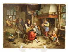 A CONTINENTAL HAND PAINTED PORCELAIN PLAQUE, SIGNED LIENARD