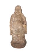 A CHINESE POLYCHROME FIGURE OF A BUDDHA