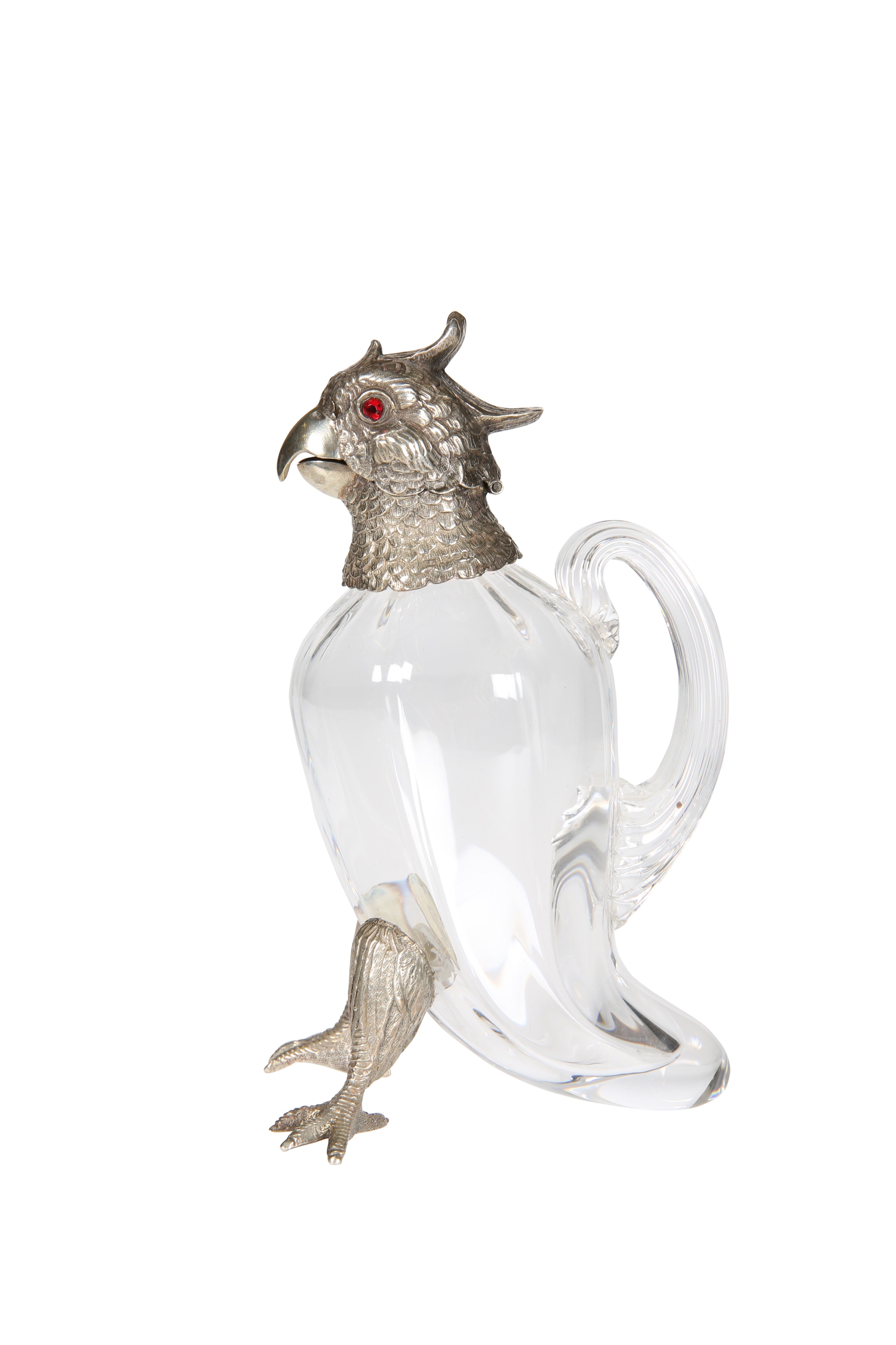 A SILVER-MOUNTED GLASS CLARET JUG/SPIRIT DECANTER