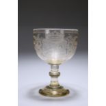 A LARGE BOHEMIAN ENGRAVED ARMORIAL GOBLET