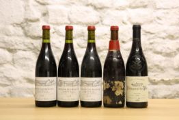 5 BOTTLES MIXED LOT FINE AND RARE MATURE BURGUNDY AND CHATEAUNEUF DU PAPE