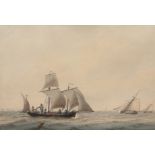 SAMUEL ATKINS (FL.1787-1808), SEASCAPE WITH SAILING VESSELS