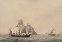 SAMUEL ATKINS (FL.1787-1808), SEASCAPE WITH SAILING VESSELS