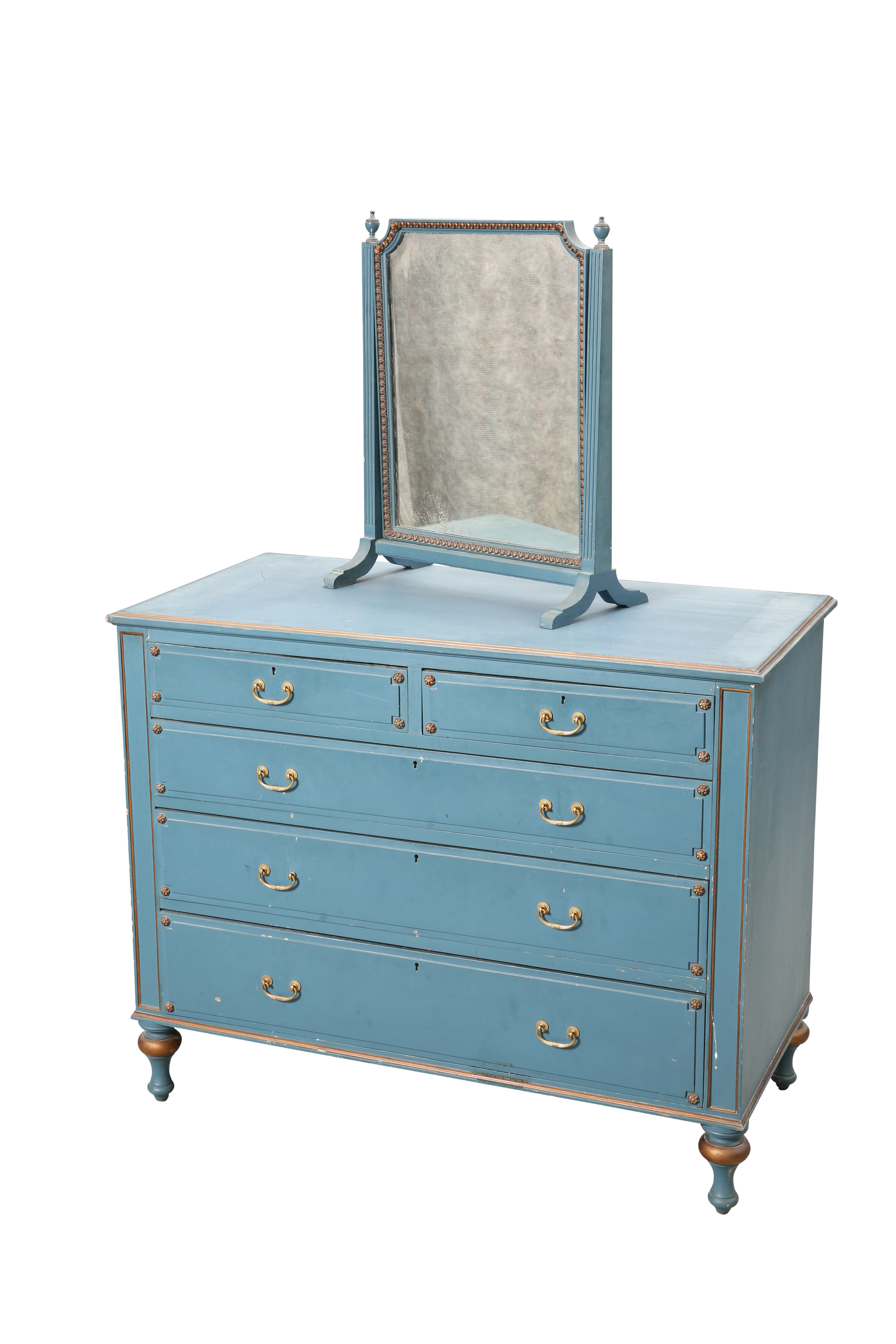 A SUITE OF BLUE AND GILT PAINTED FURNITURE - Image 4 of 7