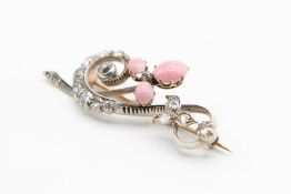 A LATE 19TH CENTURY DIAMOND AND CONCH PEARL SET BROOCH