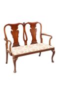 A QUEEN ANNE STYLE MAHOGANY CHAIR-BACK SETTEE