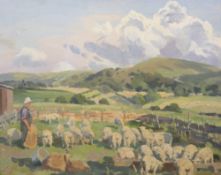 DONALD CHISHOLM TOWNER (1903-1985), SHEPHERD AND FLOCK