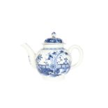 A LOWESTOFT BLUE AND WHITE TEAPOT, c.1770