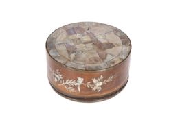 A CHINESE MOTHER-OF-PEARL, ABALONE AND HARDWOOD BOX