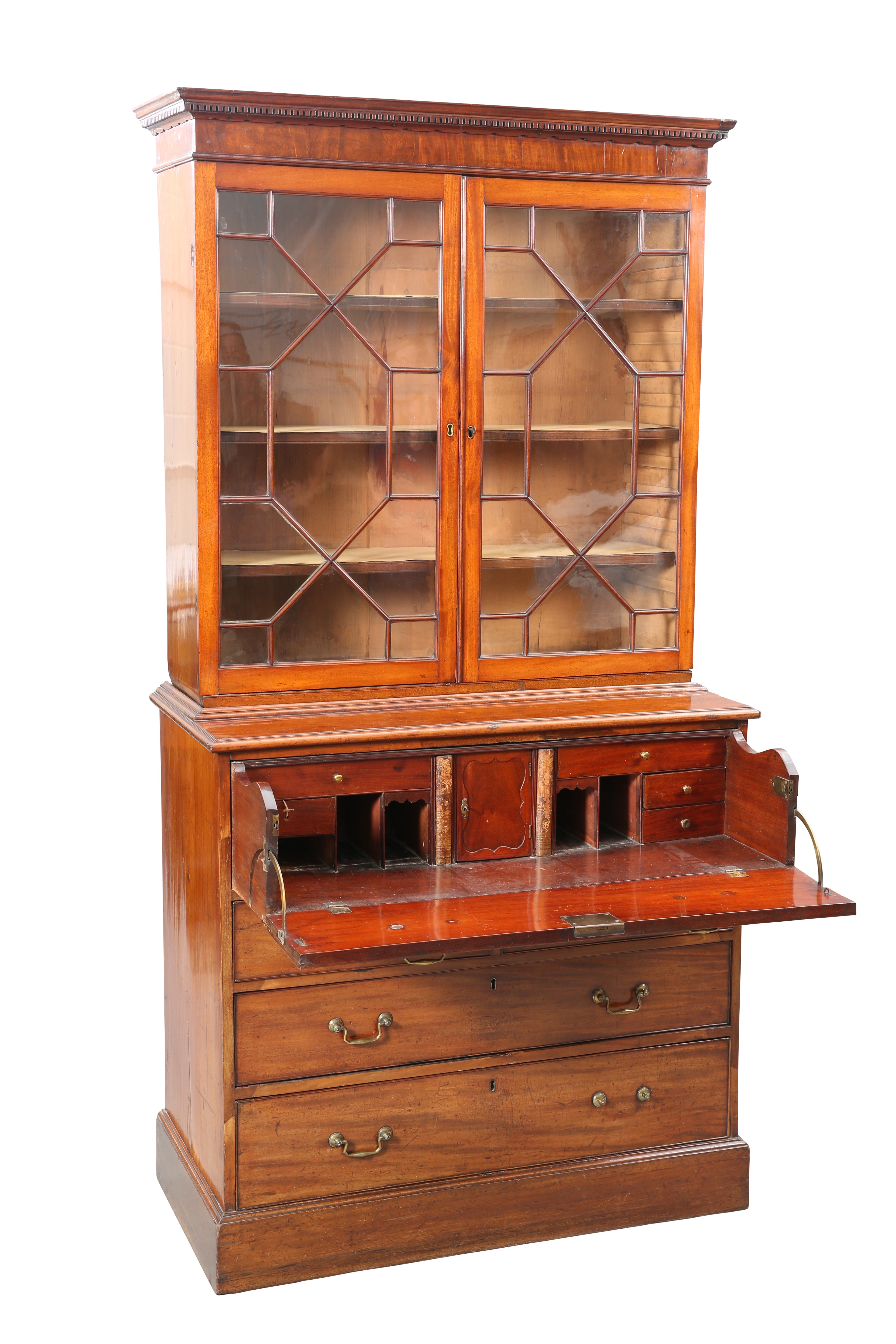 A MAHOGANY SECRETAIRE BOOKCASE, GEORGE III AND LATER