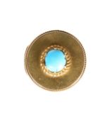 A RUSSIAN TURQUOISE MOUNTED GOLD STUD OR BUTTON, LATE 19th CENTURY