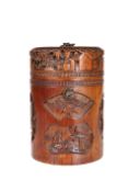 A CHINESE BAMBOO JAR AND COVER, 19TH CENTURY