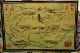 A LARGE COLOUR PRINTED MAP OF BOER WAR LANDSCAPES