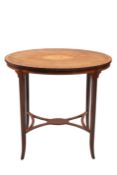 AN EDWARDIAN SATINWOOD AND INLAID MAHOGANY OCCASIONAL TABLE