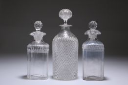 A PAIR OF REGENCY CUT-GLASS DECANTERS