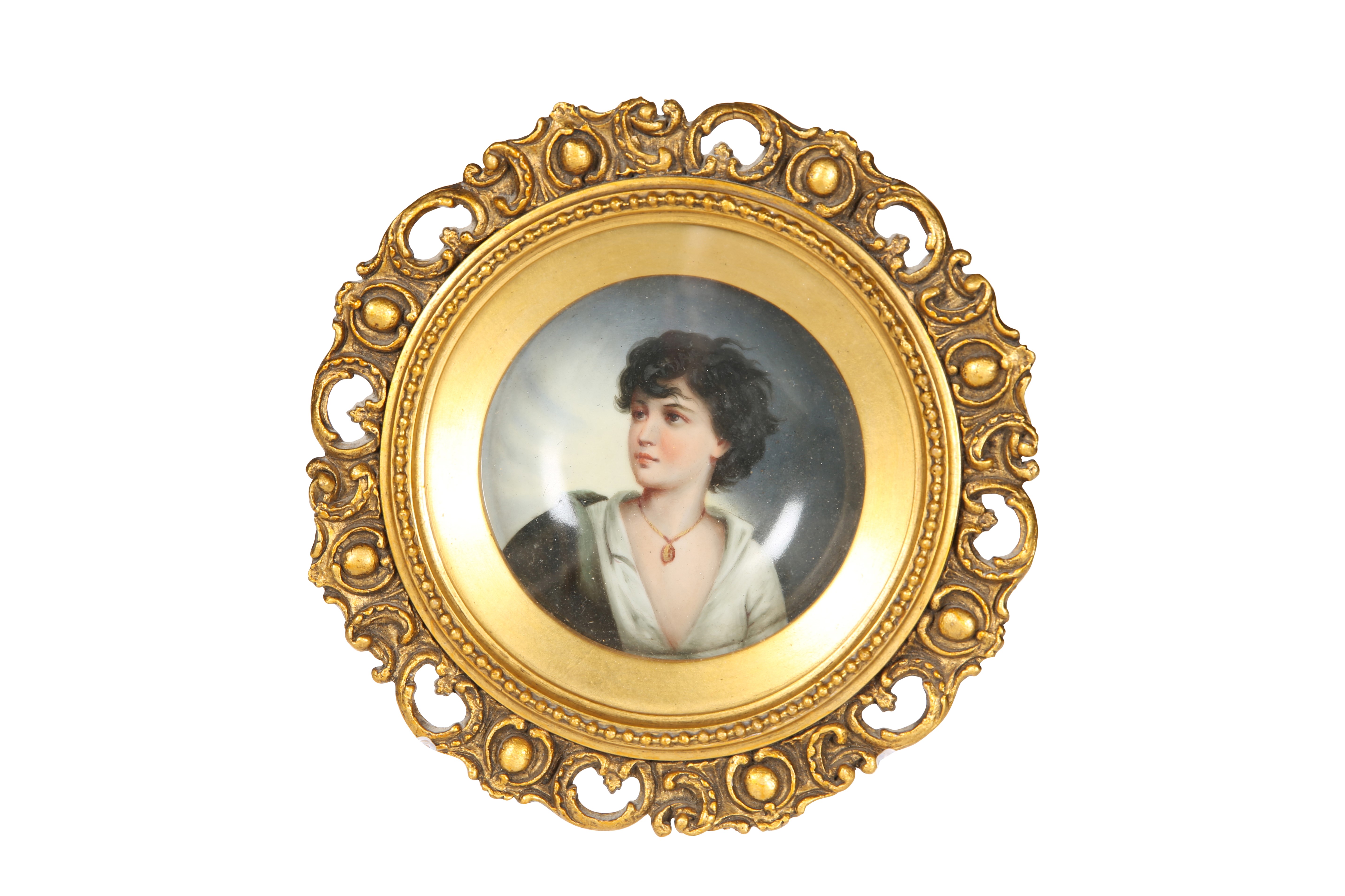 A CONTINENTAL PAINTED PORCELAIN PORTRAIT PLAQUE