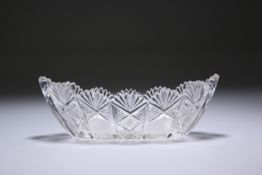 A CUT-GLASS OVAL DISH, PROBABLY IRISH