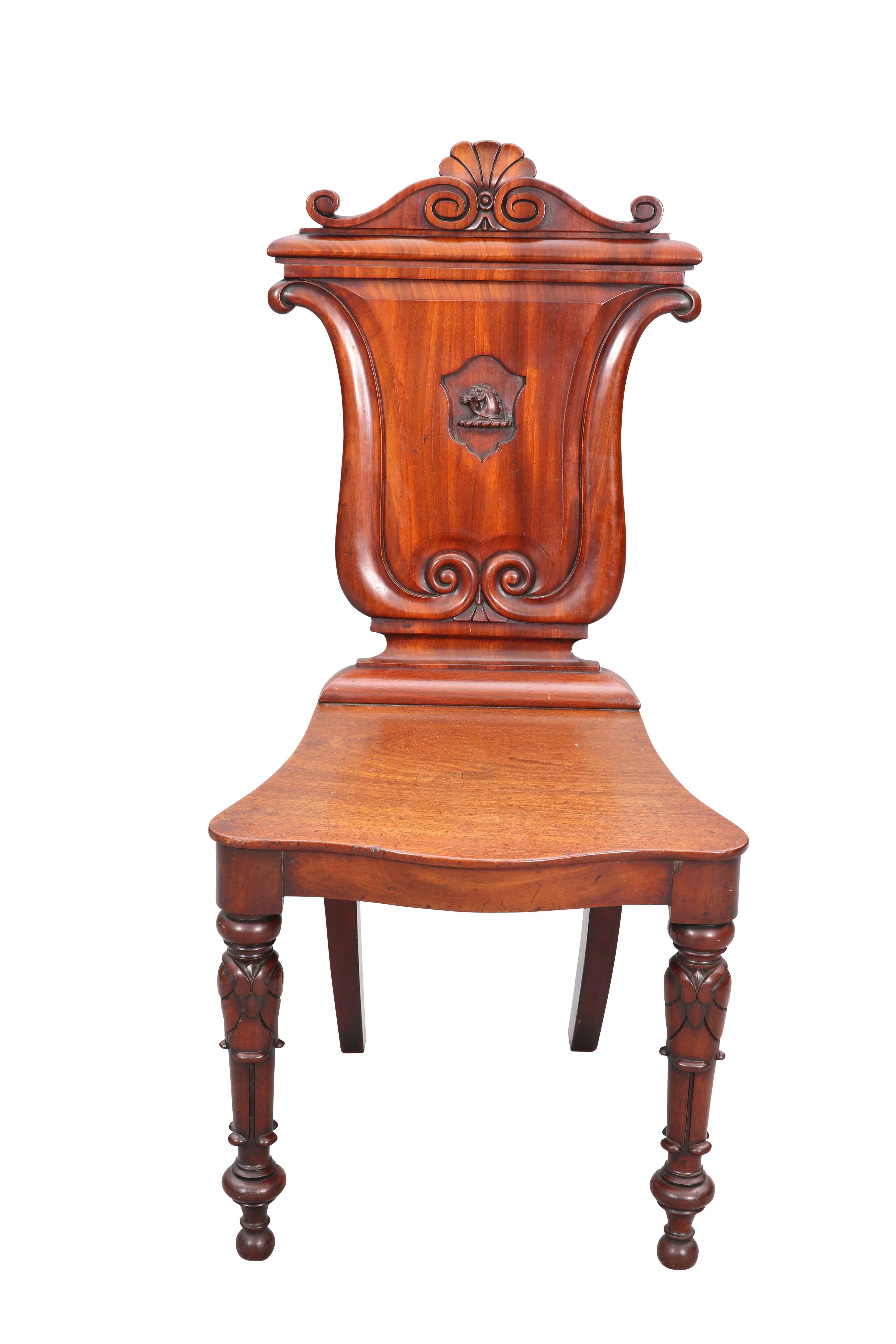 A VICTORIAN MAHOGANY HALL CHAIR