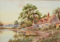 E*** RICHARDS, PASTORAL SCENES WITH COTTAGES, A PAIR