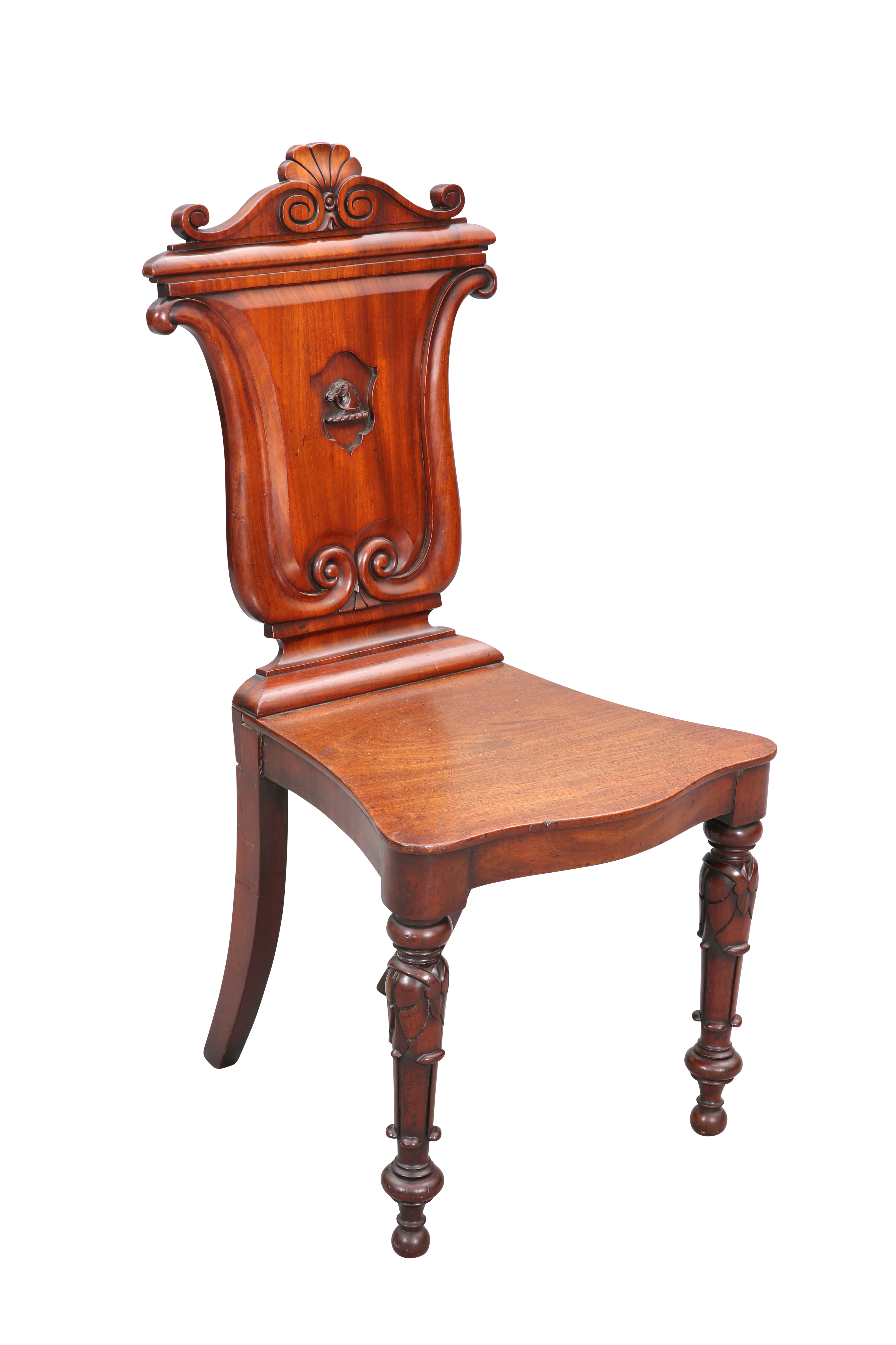 A VICTORIAN MAHOGANY HALL CHAIR - Image 2 of 2