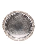 A LARGE SILVER-PLATED SALVER, 20TH CENTURY
