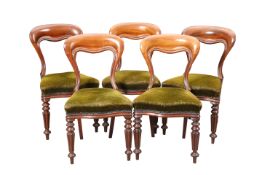 A SET OF FIVE VICTORIAN MAHOGANY DINING CHAIRS