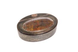 A 19TH CENTURY AGATE MOUNTED TORTOISESHELL SNUFF BOX