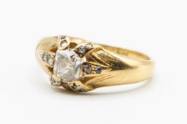 A MID VICTORIAN 18CT YELLOW GOLD DIAMOND SET RING