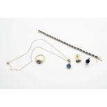 A SUITE OF SAPPHIRE AND DIAMOND SET JEWELLERY