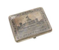 A RUSSIAN SILVER AND NIELLO CIGAR CASE, LATE 19TH CENTURY