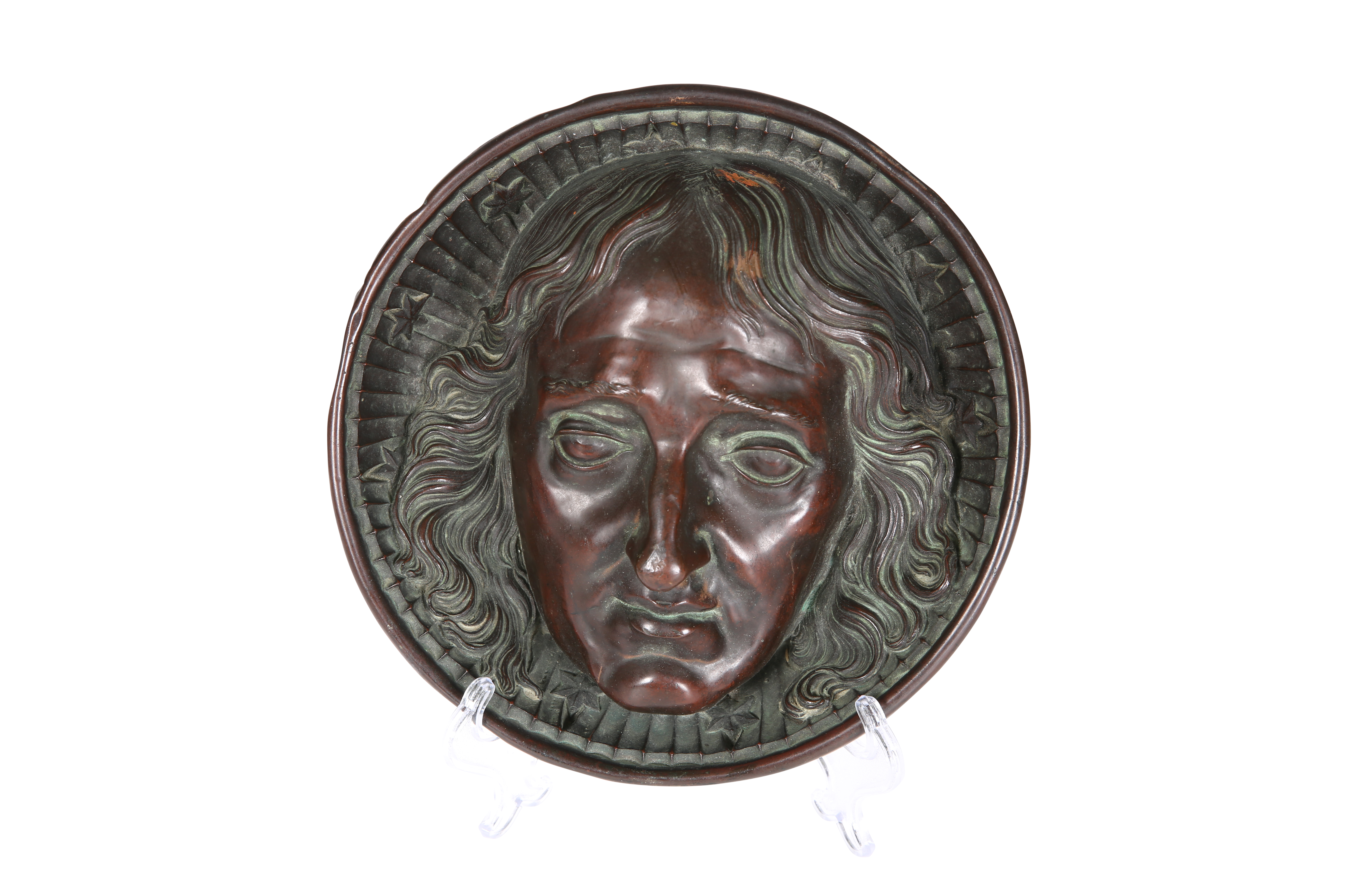 A 19TH CENTURY BRONZED METAL PLAQUE OF MILTON - Image 6 of 6