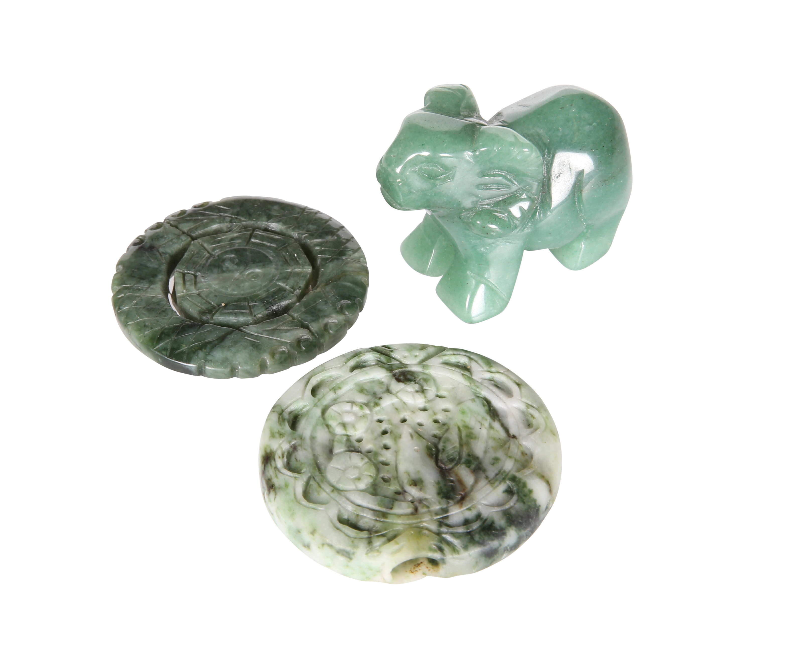 TWO CHINESE CARVED JADE ROUNDELS