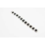 A CONTEMPORARY 18CT WHITE GOLD ITALIAN BLACK DIAMOND AND DIAMOND BRACELET