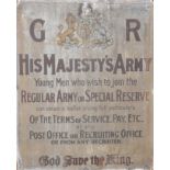A GEORGE V ENAMELLED METAL RECRUITING SIGN