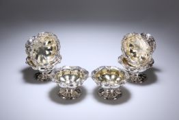 A STRIKING SET OF SIX WILLIAM IV / EARLY VICTORIAN SILVER SALTS, LONDON 1836 and 1837