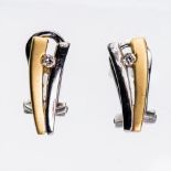 A PAIR OF 18CT GOLD AND DIAMOND EARRINGS