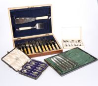 A GROUP OF CASED SILVER AND SILVER-PLATED FLATWARE