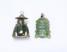 TWO CHINESE JADE BUDDHA PENDANTS