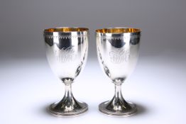 A PAIR OF GEORGE III SILVER GOBLETS, HENRY CHAWNER, LONDON 1791