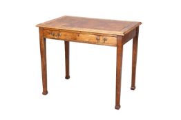 AN EDWARDIAN LEATHER-INSET WRITING TABLE