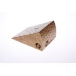 A MOUSEMAN ADZED OAK MONEY BOX