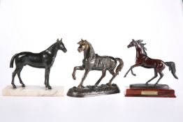 THREE CAST METAL HORSE MODELS