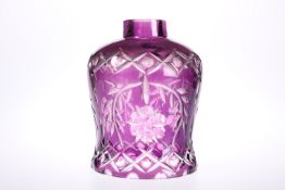 A CONTINENTAL AMETHYST AND CLEAR CUT GLASS SHADE